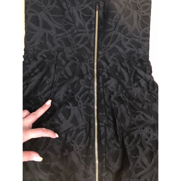 ROLAND MOURET Electra Black Lace Corset Bustier Staples Boning Pencil Dress SZ 8 - Picture 12 of 16